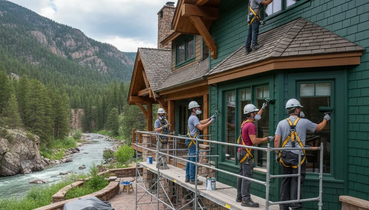 Painting crew serving Loveland, CO on a residential exterior painting project